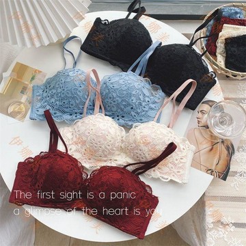 【臺灣出貨👙】法系性感少女蕾絲內衣小胸聚攏立挺胸罩無鋼圈手掌杯美背文胸女【伊娜美】
