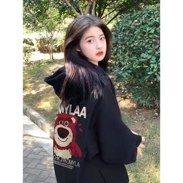 美式復古oversize衛衣女秋冬季2022新款加絨加厚慵懶風小眾外套潮