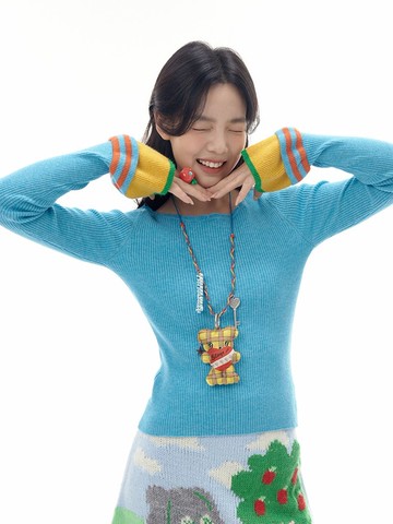 格紋小熊  可愛毛衣鏈 項鏈掛件