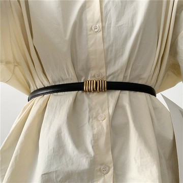 西裝復古細腰帶女士夏時尚百搭裝飾配連衣裙裙子大衣腰封皮帶黑色