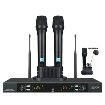 智能充電無線話筒一拖二家用ktv演出動圈式直播麥克風u段調頻咪【Snowbelle優選】