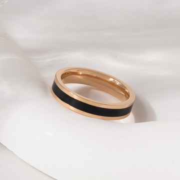 [鈦鋼]MARIGOLD經典琺瑯戒指【KMD501】-玫瑰金黑/玫瑰金白