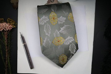 真丝羽毛印花领带雅痞百搭necktie