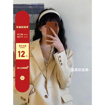 陸小團團黑色西裝外套寬松韓系春季新款設計小眾休閑氣質長袖上衣