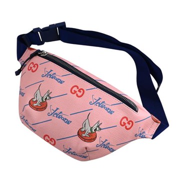 GUCCI 502095 The Jetsons 聯名系列印花斜背胸口包/腰包.粉/深藍
