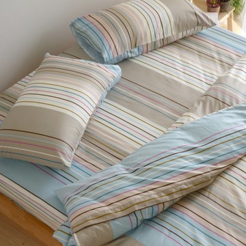 絲薇諾 MIT精梳純棉 自由之線-藍 雙人加大6尺 薄床包薄被套組