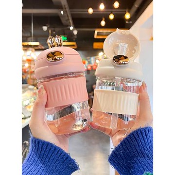 玻璃杯水杯女生高顏值可愛吸管杯子新款2024耐高溫孕產婦專用便攜