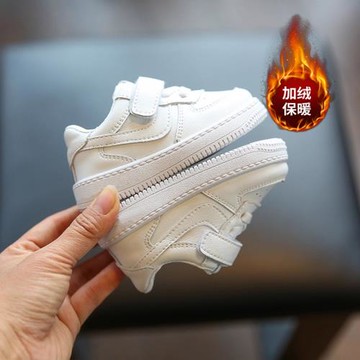 嬰兒學步鞋秋冬加絨棉鞋一歲寶寶鞋子男童兒童板鞋軟底女童小白鞋