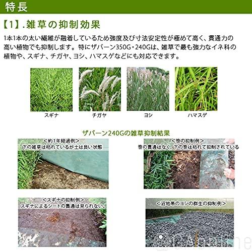 曝露約10~15年 Dupont ザバーン 350G 防草シート 2m x 30m グリーン 砂利下シート 雑草対策 法面