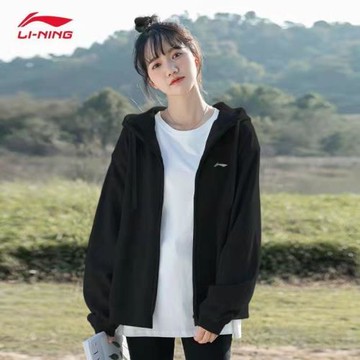 李寧女開衫時尚潮流慵懶立領衛衣