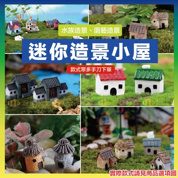 宏洋水族【迷你樹脂小屋模型／Q版 裝飾】微景觀〞魚缸裝飾／魚缸造景／水族裝飾／擺飾／水族造景／魚缸裝飾品／苔蘚造景／多肉
