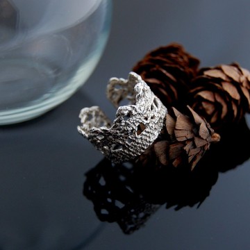 蕾絲漫步銀戒-編號3(原色。活圍)