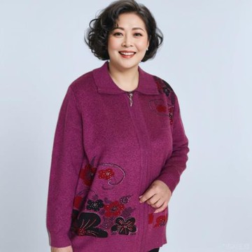 歌辰200斤胖太太大碼加肥加大毛衣 中老年女裝秋裝外套特大碼開衫