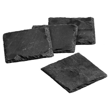 PREMIER HOUSEWARES 方磐石杯墊  黑色  10.2 x 10.2 x 0.8cm  4個