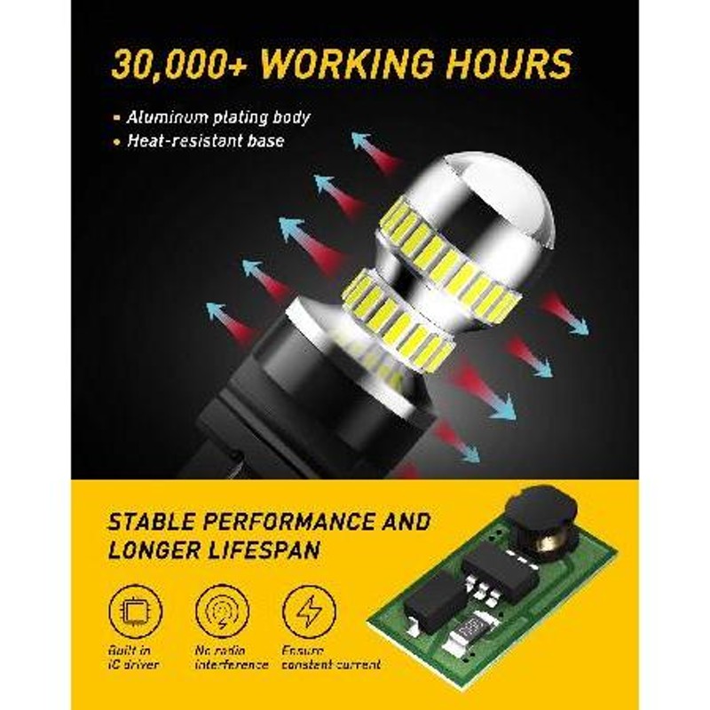 AUXITO LED 3157-3156-LED電球 T25-54SMD-White | LINEショッピング