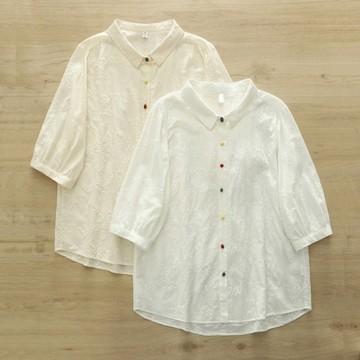 ＊ORead＊日系緹花刺繡彩扣襯衫(2色M,L)