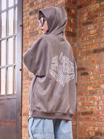 復古麂皮絨連帽T