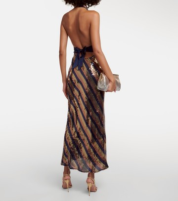 Rixo Sequined halterneck open-back gown