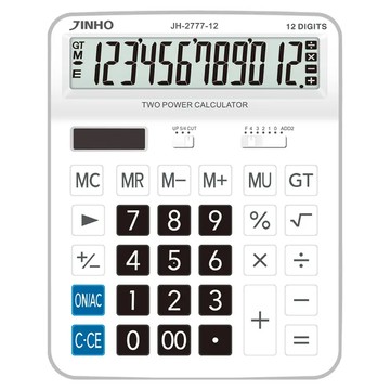 JINHO 京禾 12位元計算機 JH-2777-12 太陽能/電池雙重電源 大型螢幕顯示  灰色  1個