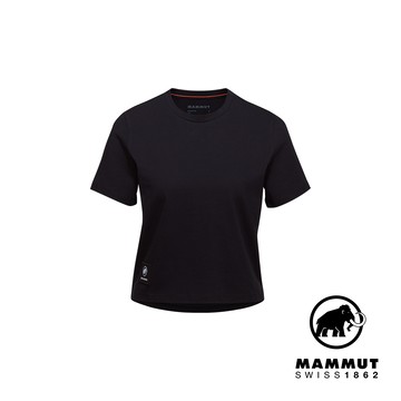 【Mammut 長毛象】Massone T-Shirt Cropped W Patch 有機棉短版短袖T恤 黑色 女 #1017-05180