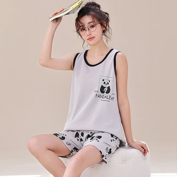 【韓國K.W.】KQN4458韓國璀璨耀眼背心居家睡衣(睡衣/睡裙/家居服/涼感睡衣/連身睡衣)