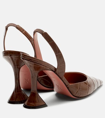 Amina Muaddi Holli croc-effect leather slingback pumps