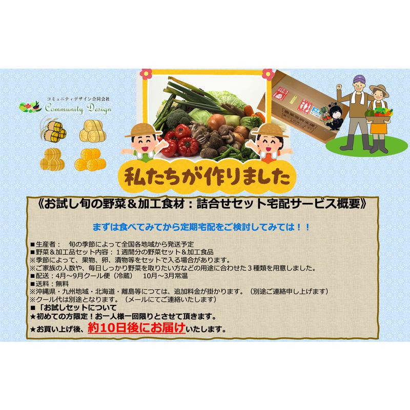 食品 お試し旬の野菜＆加工食材 詰合せセット Mセット８〜９種類 ２〜４人向き 宅配サービス 送料無料