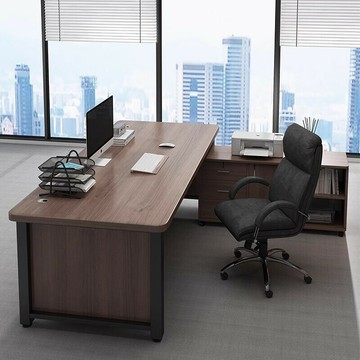 【含稅/免運】 辦公桌老板桌簡約現代辦公室職員桌簡易電腦桌子工作臺帶柜轉角桌