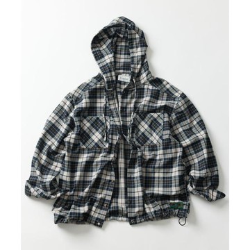 FREAK'S STORE 特別版 寬鬆版型 法蘭絨格紋 連帽襯衫 Foxfire聯名