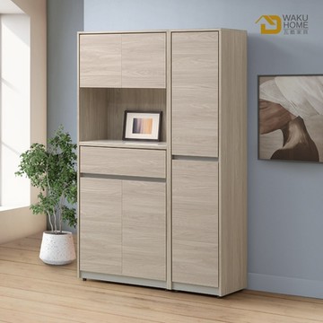 WAKUHOME 瓦酷家具法伊恩雲杉木4尺玄關鞋櫃組(右開/左開)-寬121*深40*高191cm