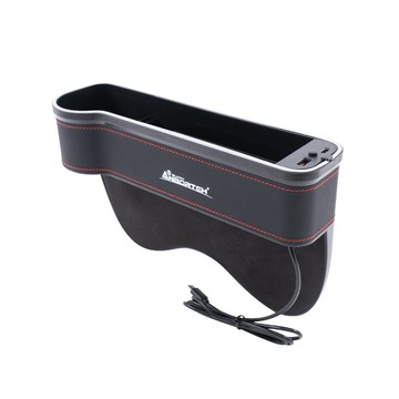 【安伯特】極光皮革椅縫置物盒-USB+Type-C充電款-副駕 (汽車座椅置物盒 椅縫置物盒 車用收納)