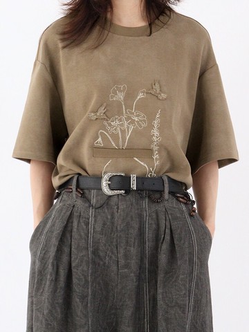 日系復古 針織刺繡棉短袖T恤