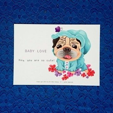 BABY LOVE 巴哥明信片