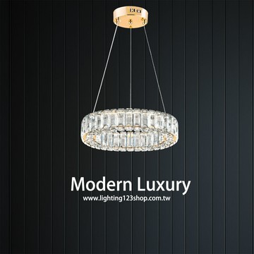 不鏽鋼鍍玫瑰金進口水晶20W三色光造型吊燈 F57-19-30324