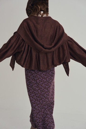 ruched hodded jacket 童話裡的連帽外套 glowing brown 光澤棕