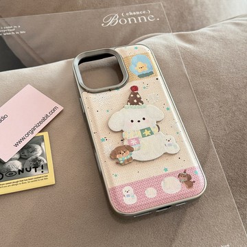 台灣出貨❤ins甜妹小狗蘋果16手機殼14pro max皮質立體適用iPhone15防摔11硬