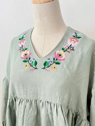 Kalamata 刺繡洋裝 flott 原創 亞麻洋裝
