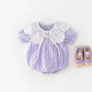 現貨 包屁衣 短袖包屁衣 夏季包屁衣 女寶寶蝴蝶結三角哈衣 爬服 新生兒嬰兒滿月禮服週歲抓周寶寶小洋裝包屁衣短袖連身衣