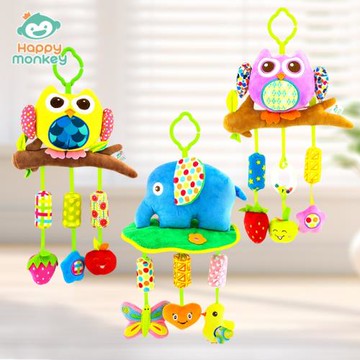 Happy monkey寶寶安撫玩具嬰兒車掛件風鈴床鈴搖鈴新生兒玩具