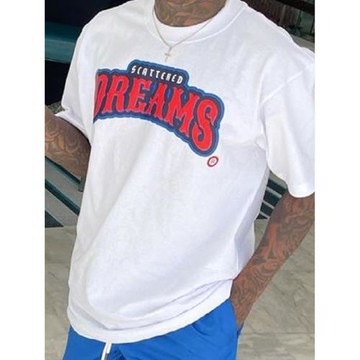 美式復古vintage白色字母印花短袖t恤男歐美高街cleanfit半袖上衣