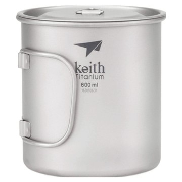 Keith Titanium 鎧斯 鈦摺疊單層杯 附杯蓋 600ml  純鈦 銀色  1個