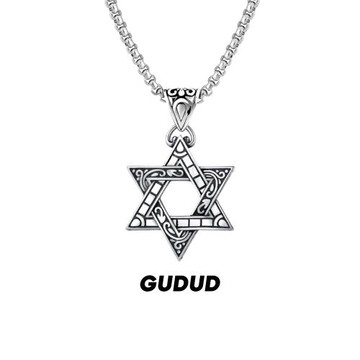 官方正品王一博同款嘻哈六芒星項鏈潮鈦鋼吊墜個性男六角星毛衣鏈