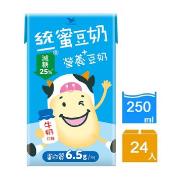 統一蜜豆奶 營養+豆奶 牛奶口味 (250mlx24入)