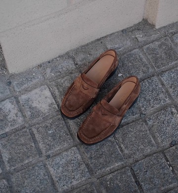 優雅多色 中跟復粗跟樂福鞋 手工製