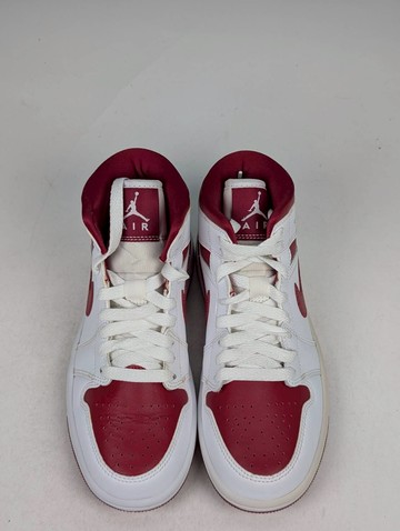 微瑕疵-左右腳內外側泛黃鞋帶色差 BQ6472-161 W5.5 Air Jordan 1 Mid " Pomegranate " 白紅 女款 男女段