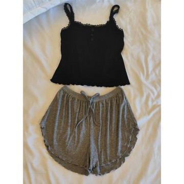 睡衣女帶胸墊夏季純欲風吊帶短褲兩件套薄款甜美簡約莫代爾家居服