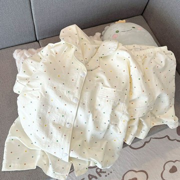 睡衣女夏季雲朵棉2024年新款甜美可愛開衫休閑短袖短褲家居服套裝鑫弘-素時衣櫥