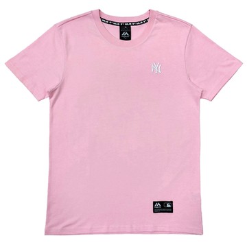 Majestic-洋基小LOGO電繡經典款短T-粉色(男)