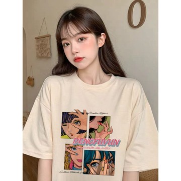 免運 夏天女裝 韓版 100%純棉 寬鬆t 大學t 短袖t恤女 oversize 短袖上衣 shirt 韓t 1910