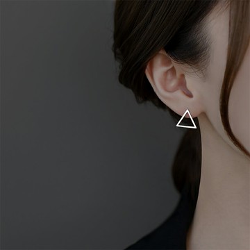 925純銀幾何方形耳釘女2021年春夏新款簡約高級感三角形耳環耳飾